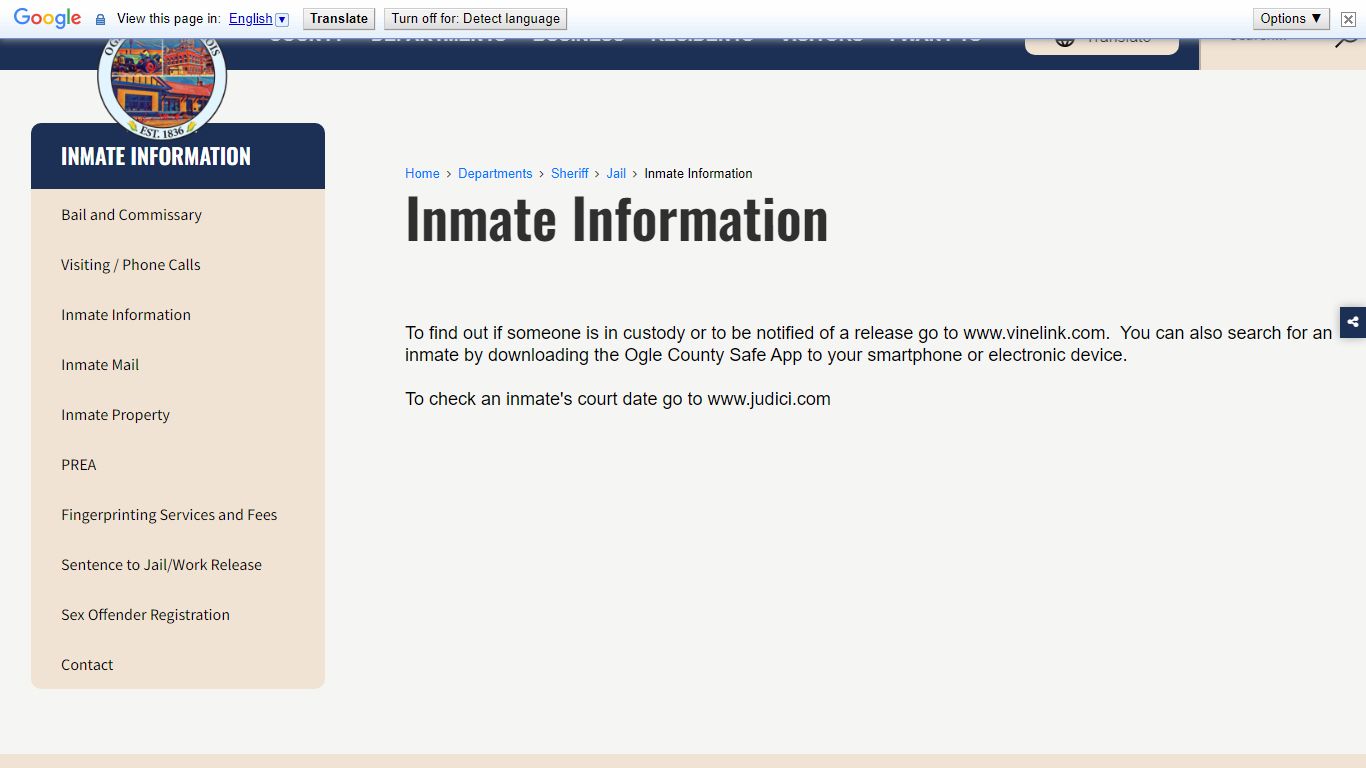 Inmate Information - Ogle County, Illinois