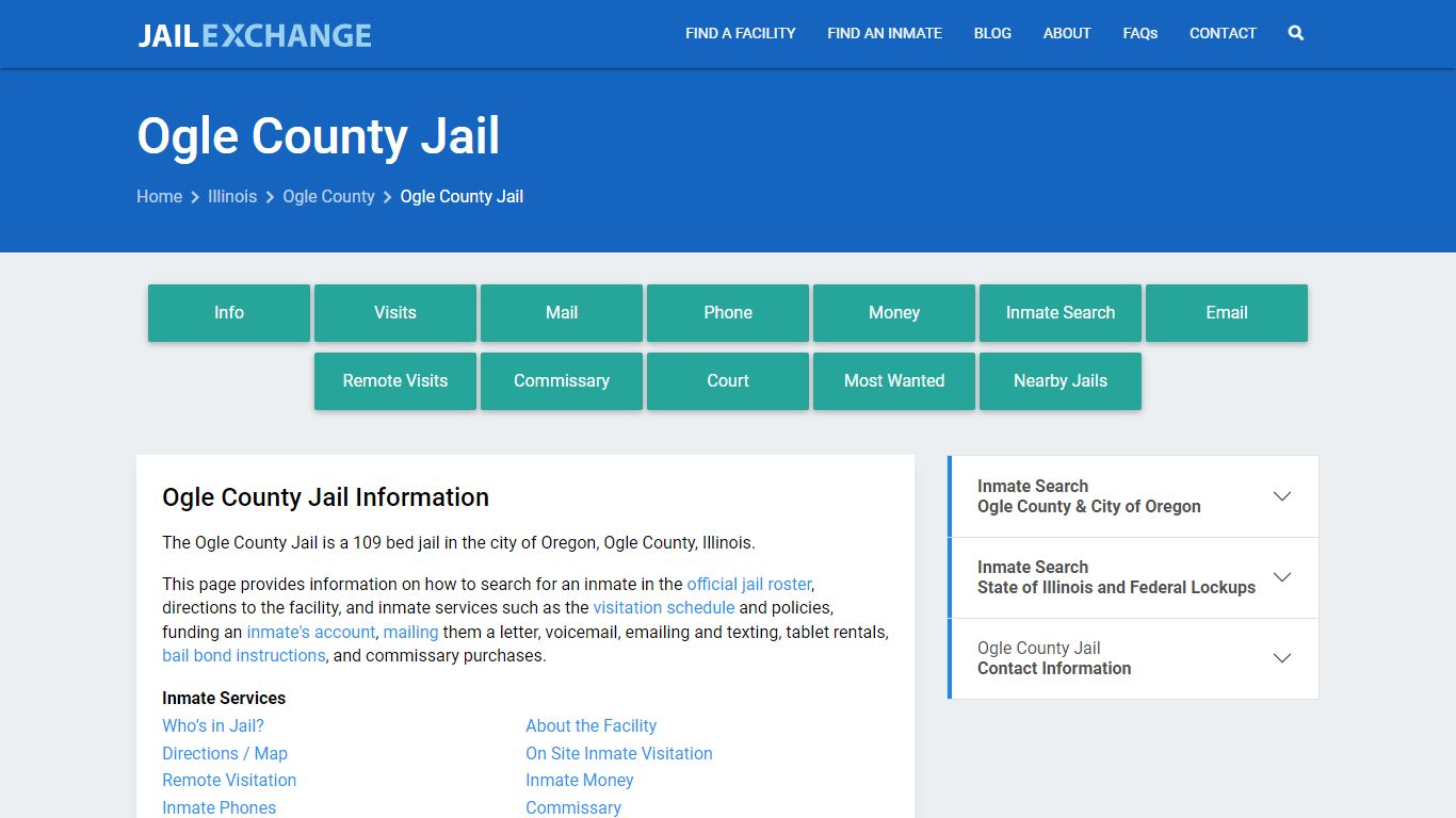 Ogle County Jail, IL Inmate Search, Information